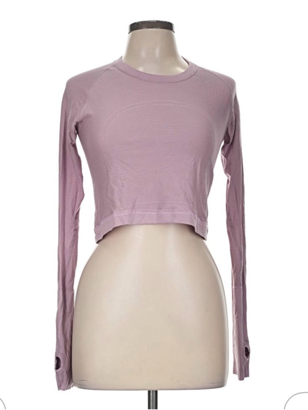 lululemon athletica Long-Sleeve Cropped Top in Mauve Pink